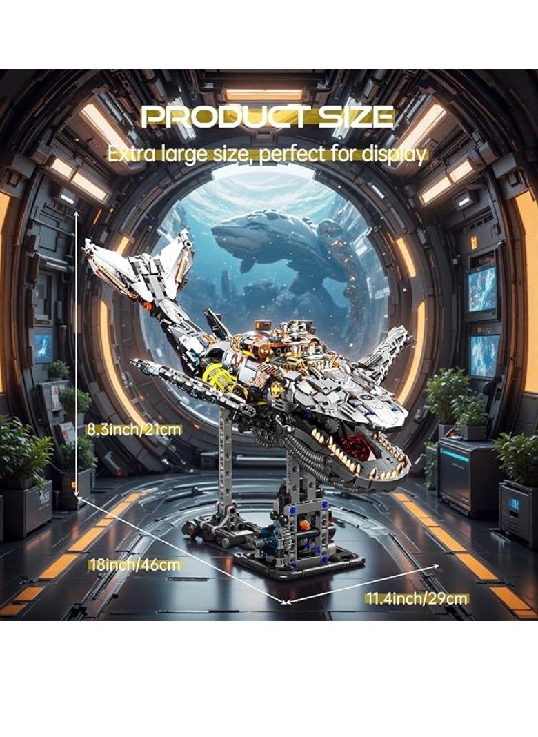 M MIAOYAN Mechanical Whale Building Set with Lights, Marine Animal Building Blocks Toys, Movable Marine Animals, with Display Stand, Home Decoration Gift, Suitable for People of All Ages, and the Best Gift for Family and Friends (1388 pcs)  - Image 4