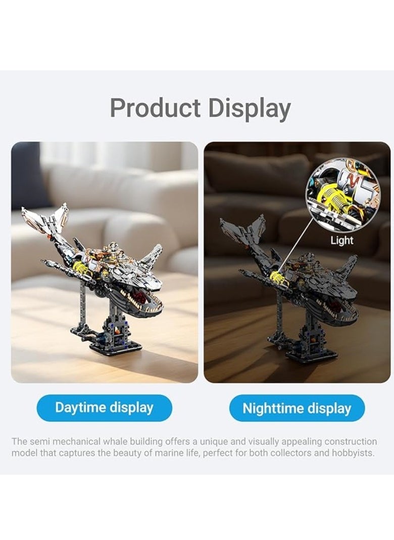 M MIAOYAN Mechanical Whale Building Set with Lights, Marine Animal Building Blocks Toys, Movable Marine Animals, with Display Stand, Home Decoration Gift, Suitable for People of All Ages, and the Best Gift for Family and Friends (1388 pcs)  - Image 5