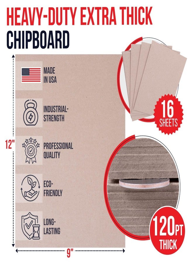 Paclord 9" x 12" Brown Kraft Pasted Chipboard Sheets, 0.120 Pt – Made in USA Heavy-Duty Extra Thick Cardboard Chipboard (Bundle of 16) – Durable Chipboard for Picture Frame Backing, Book Covers - Image 2