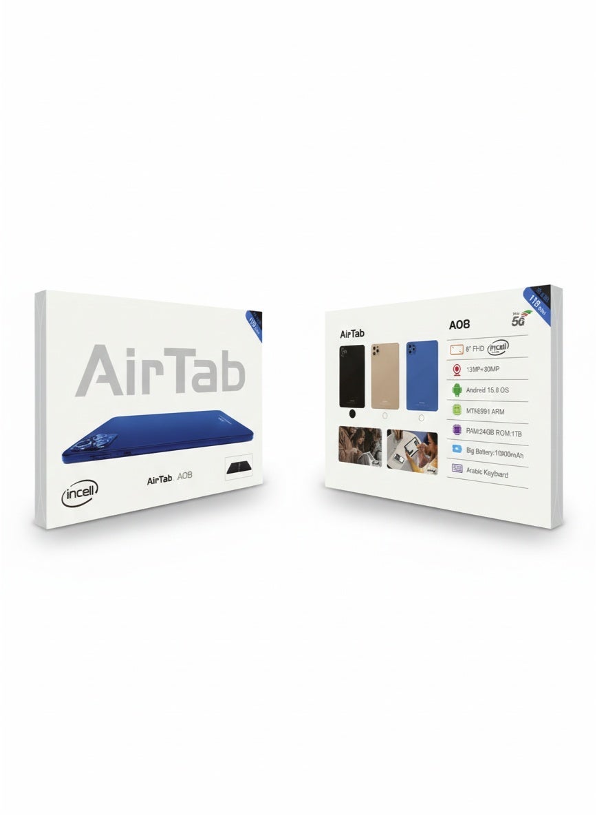 AirTab AirTab A08 Smart Tablet with Keyboard | 8-Inch FHD Display, 24GB ...