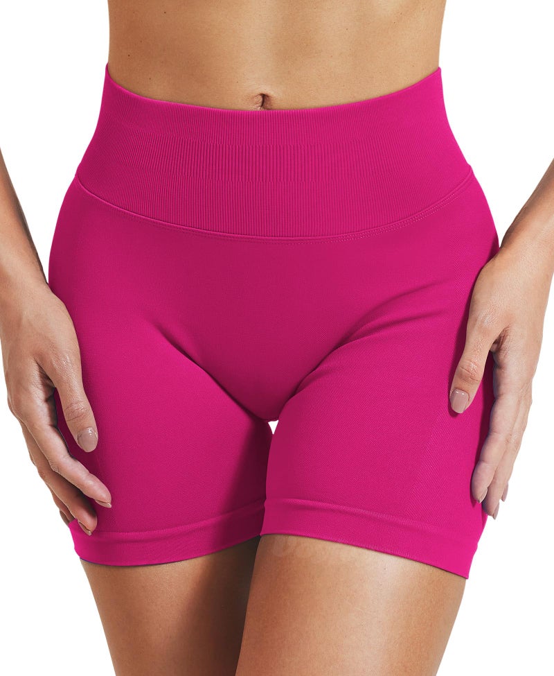VOYJOY Women Workout Impact Shorts 2.5"/ 3.6"/ 4.5"/ 6" Scrunch Butt Lifting Gym Seamless Booty Biker Shorts Rose Pink - Image 3