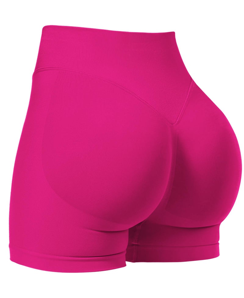 VOYJOY Women Workout Impact Shorts 2.5"/ 3.6"/ 4.5"/ 6" Scrunch Butt Lifting Gym Seamless Booty Biker Shorts Rose Pink - Image 1