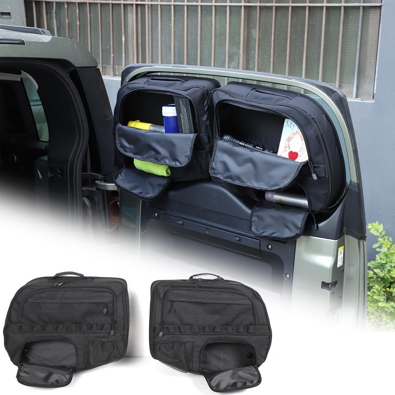 PIUGILH Tailgate Storage Bags Back Door Cargo Organizer Compatible with Land Rover Defender 90 110 130 2020 2021 2022 2023 2024 Interior Accessories 2Pcs