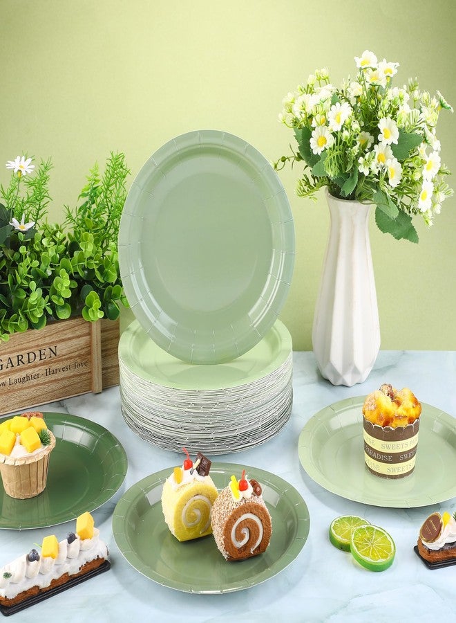 Kochorie 60 Pieces Sage Green Disposable Paper Plates 9 Inch Heavy Duty Dinner Plates, Solid Color, Table Decorations Party Supplies for Birthdays, Weddings, Daily Use - Image 5