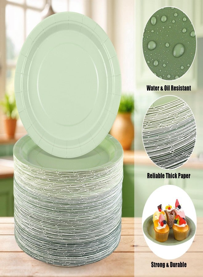 Kochorie 60 Pieces Sage Green Disposable Paper Plates 9 Inch Heavy Duty Dinner Plates, Solid Color, Table Decorations Party Supplies for Birthdays, Weddings, Daily Use - Image 3