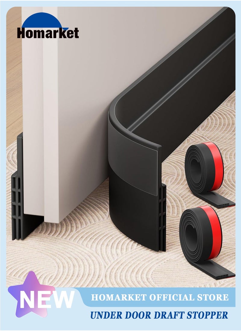HomarKet 2 Pack Under Door Draft Stopper, 39" L Weather Stripping Door Seal, Bottom of Door Sweep for Exterior & Interior Doors, Garage Window Blocker Noise Dust Insulation Draft Guard, Black  - Image 1