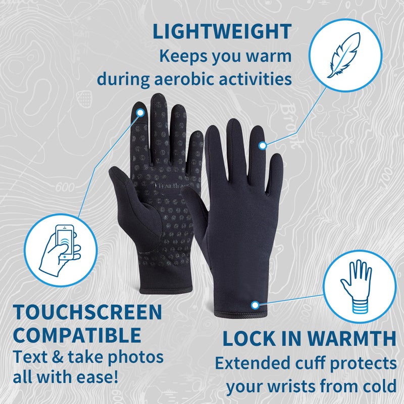 TrailHeads Womenâ€™s Running Gloves | Touchscreen Gloves | Power Stretch Winter Running Accessories - solid black (small) - Image 4