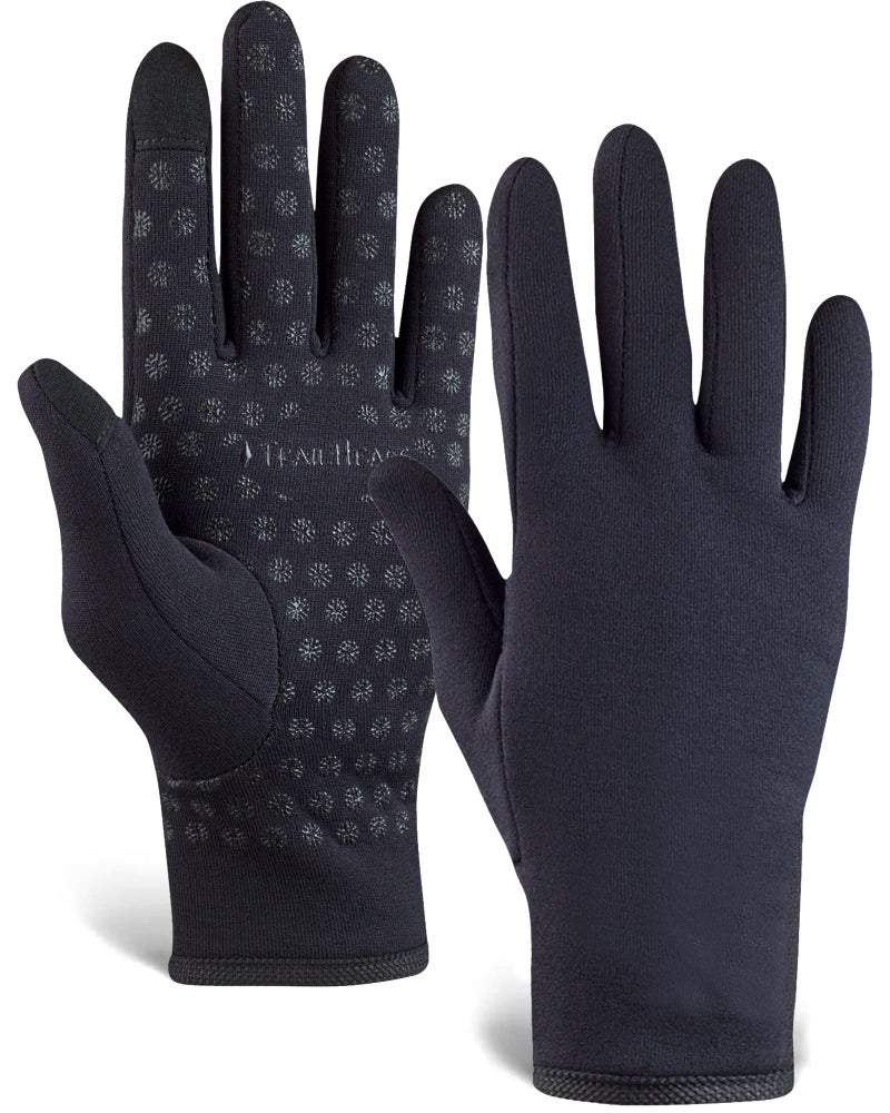 TrailHeads Womenâ€™s Running Gloves | Touchscreen Gloves | Power Stretch Winter Running Accessories - solid black (small) - Image 1