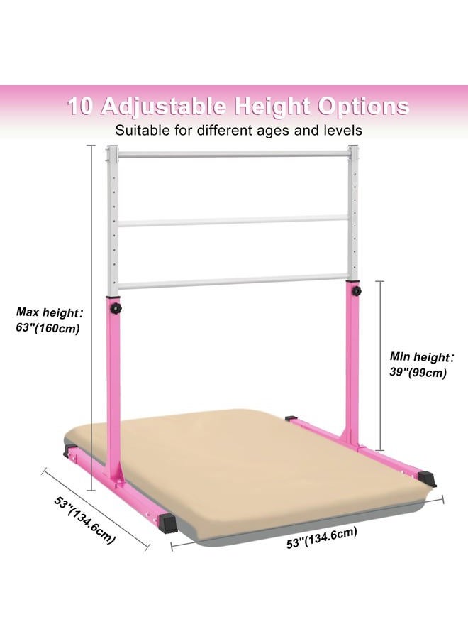 Jivifao Gymnastics Bar with Self-Inflating Mat, 3' to 5' Adjustable Height, Gymnastic Kip Bar Horizontal Bar for Kids Ages 3-15, Anti-Slip and Easy to Assemble, Home Gym Equipment Indoor - Image 4