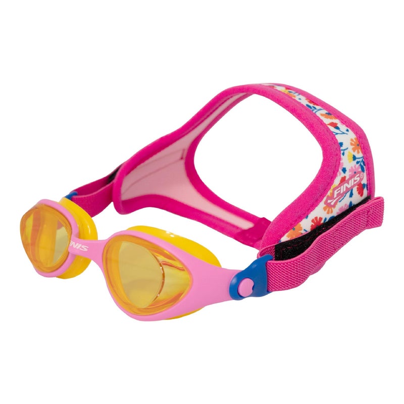 FINIS DragonFly Kids Swim Goggles Ages 38 UV Protection Floating Neoprene Strap Soft Silicone Fit Flower Power - Image 2