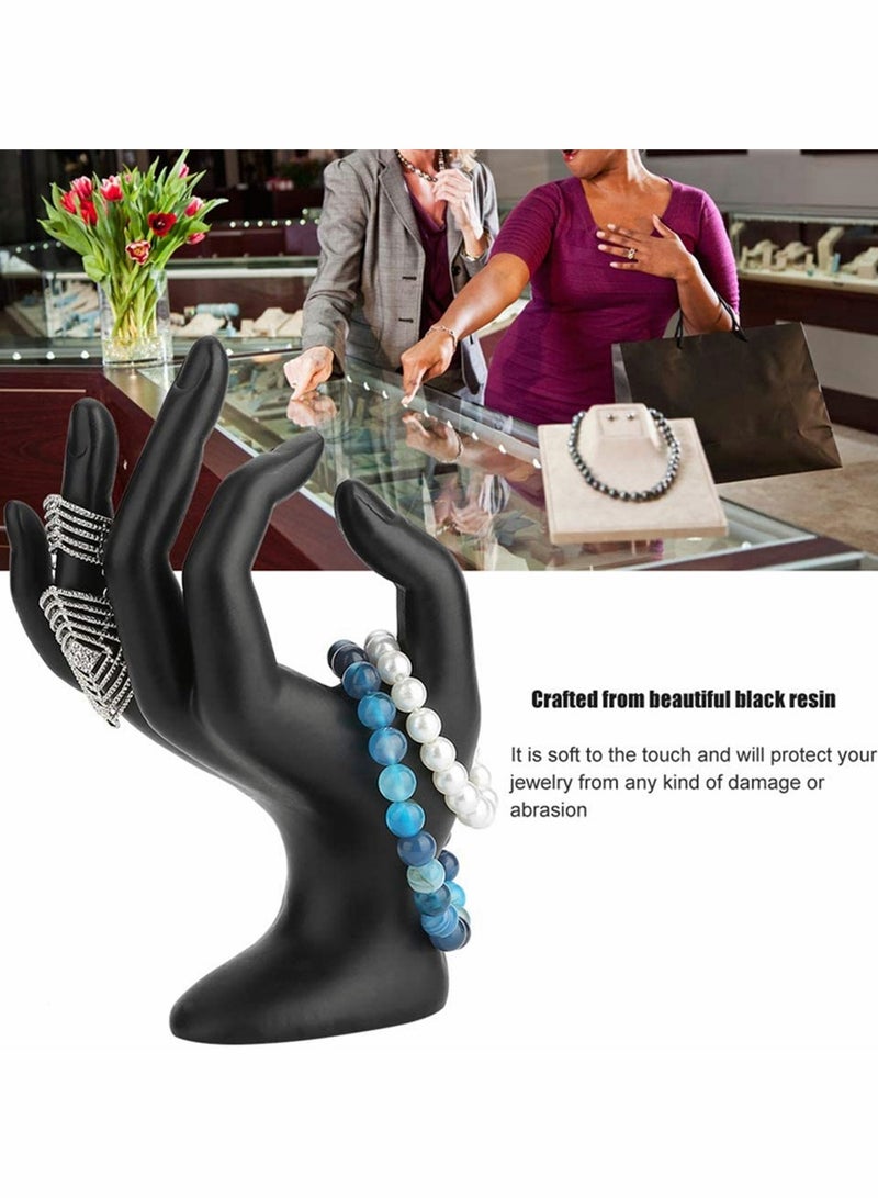 KASTWAVE Hand Jewelry Holder, Bracelet Ring Watch Jewelry Display Holder Stand, Jewelry Photo Props, Female Mannequin Hand for Home Organization, Home Decoration (7 x 3.5 Inch, Black Velour) - Image 2