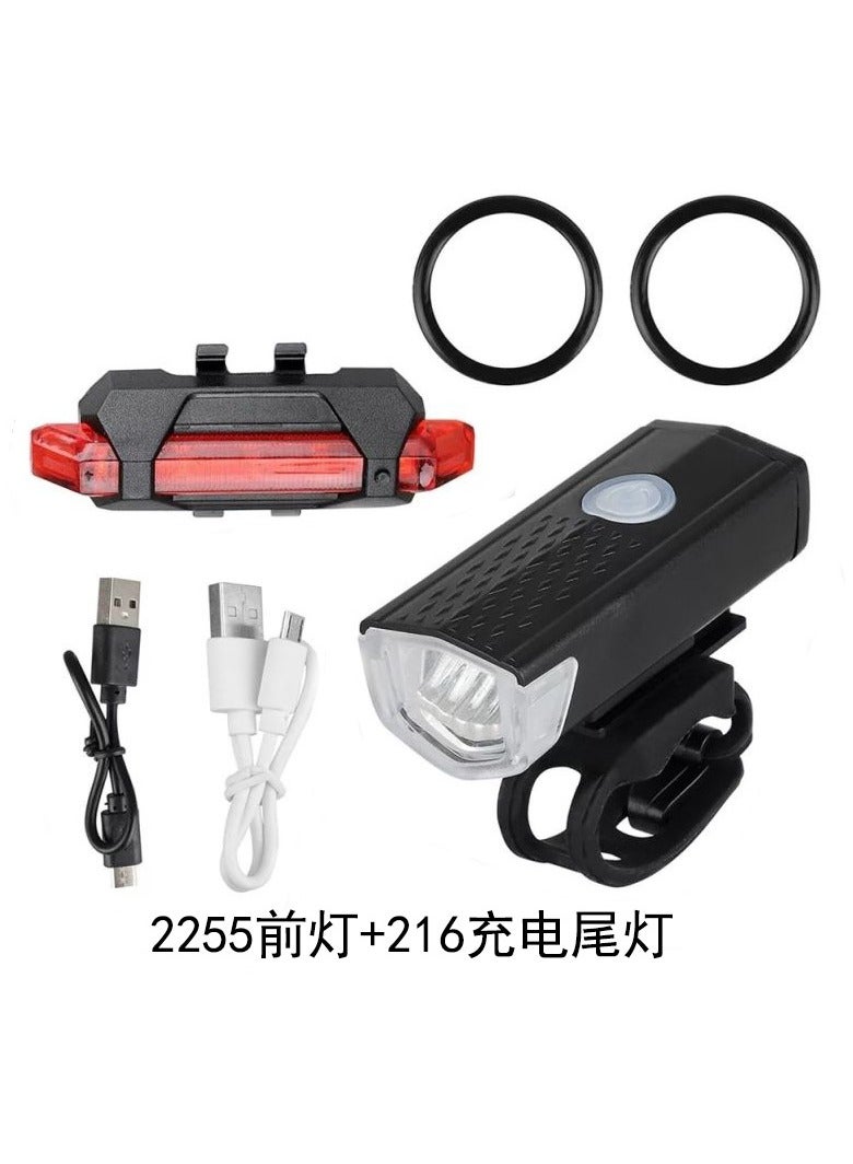 Bike Lights, Bike Indicator Lights Front Headlight and Back Rear Taillight with USB Rechargeable, IPX6 Waterproof 3 Modes, MTB Off Road Lights Suitable for All Kinds of Bicycles (USB Cable Included)