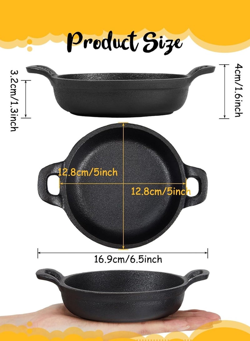 LOOPITYS Mini Skillets 5 x 5 x 1.3 Inch (2 Pack) Cast Iron Pan Double Loop Handle Black Casserole Dish Cookware Oven Safe Mini Skillets for Kitchen Indoor Outdoor Picnic simmering, sauteing, frying - Image 2
