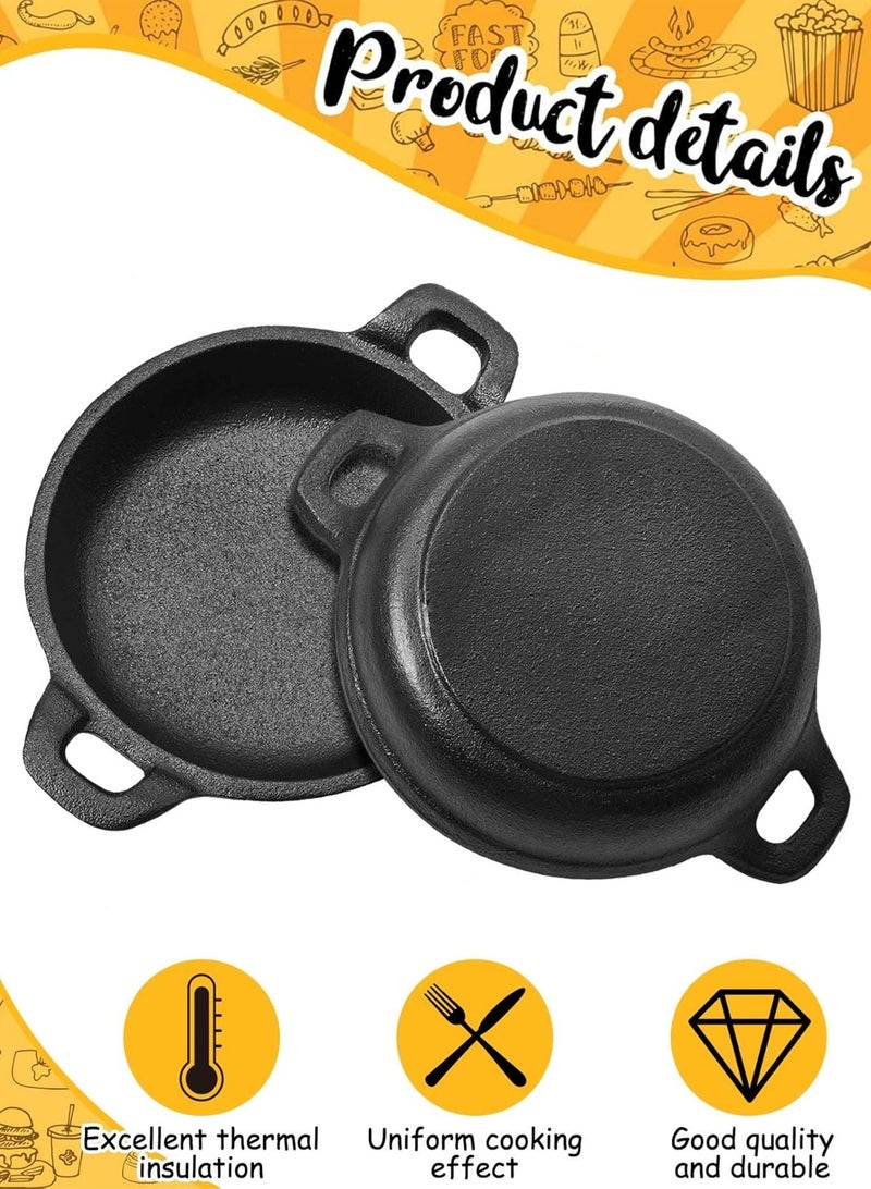 LOOPITYS Mini Skillets 5 x 5 x 1.3 Inch (2 Pack) Cast Iron Pan Double Loop Handle Black Casserole Dish Cookware Oven Safe Mini Skillets for Kitchen Indoor Outdoor Picnic simmering, sauteing, frying - Image 3