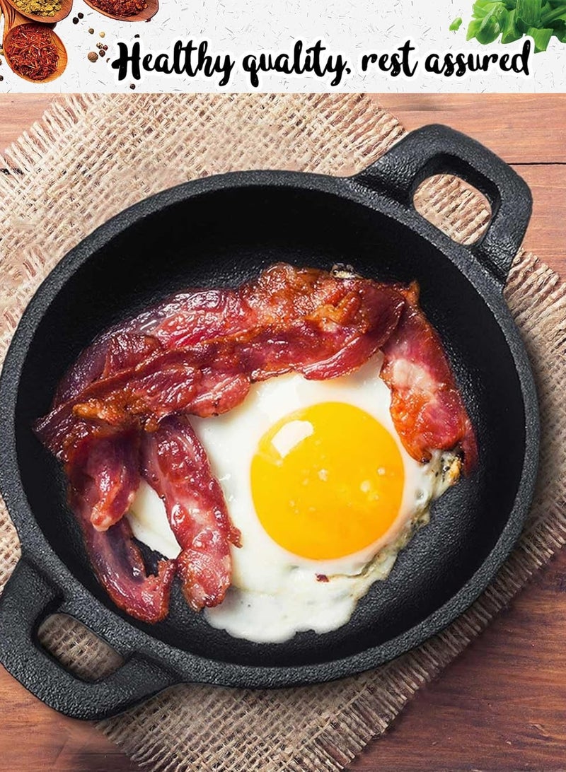 LOOPITYS Mini Skillets 5 x 5 x 1.3 Inch (2 Pack) Cast Iron Pan Double Loop Handle Black Casserole Dish Cookware Oven Safe Mini Skillets for Kitchen Indoor Outdoor Picnic simmering, sauteing, frying - Image 5