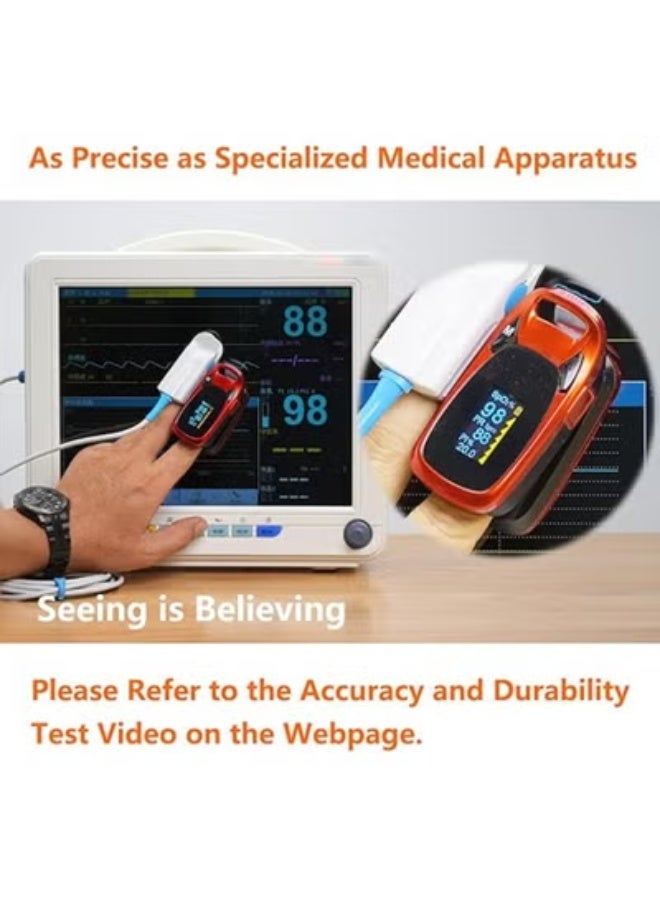 Fingertip Pulse Oximeter – Accurate Blood Oxygen & Heart Rate Monitor with Large OLED Display, Plethysmograph, Perfusion Index & Carrying Case - Image 2