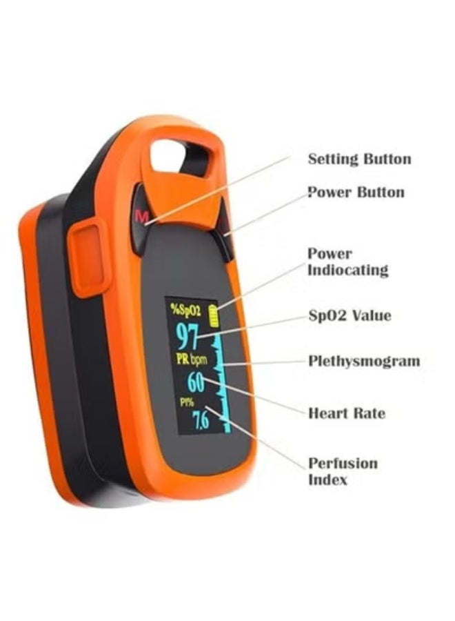 Fingertip Pulse Oximeter – Accurate Blood Oxygen & Heart Rate Monitor with Large OLED Display, Plethysmograph, Perfusion Index & Carrying Case - Image 3