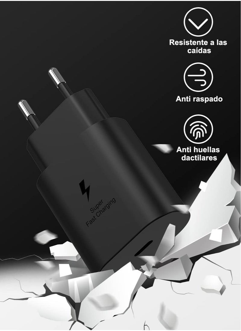 ELTRAZONE - Ultra Fast Charger for Samsung 25W USB C Galaxy S22 S21 S20 FE 5G Ultra Plus + S10 S9 S8 A53 A52S A13 A72 M52 M53 Z Flip4 Charger Cable 1.5M Type-C Plug A EP-TA800 Wall Power Adapter - Image 1