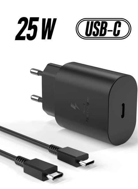 Ultra Fast Charger for Samsung 25W USB C Galaxy S22 S21 S20 FE 5G Ultra Plus + S10 S9 S8 A53 A52S A13 A72 M52 M53 Z Flip4 Charger Cable 1.5M Type-C Plug A EP-TA800 Wall Power Adapter