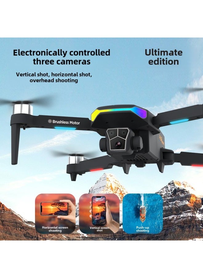 Generic - UAV F168 Brushless Optical Flow Obstacle Avoidance HD Aerial Quadcopter Long Endurance Remote Control Aircraft-Color:Carbon Fiber 8k (720p) Configuration-Specifications:1 Battery * Standard Long Battery Life (complete Set 569 Grams) - Image 1