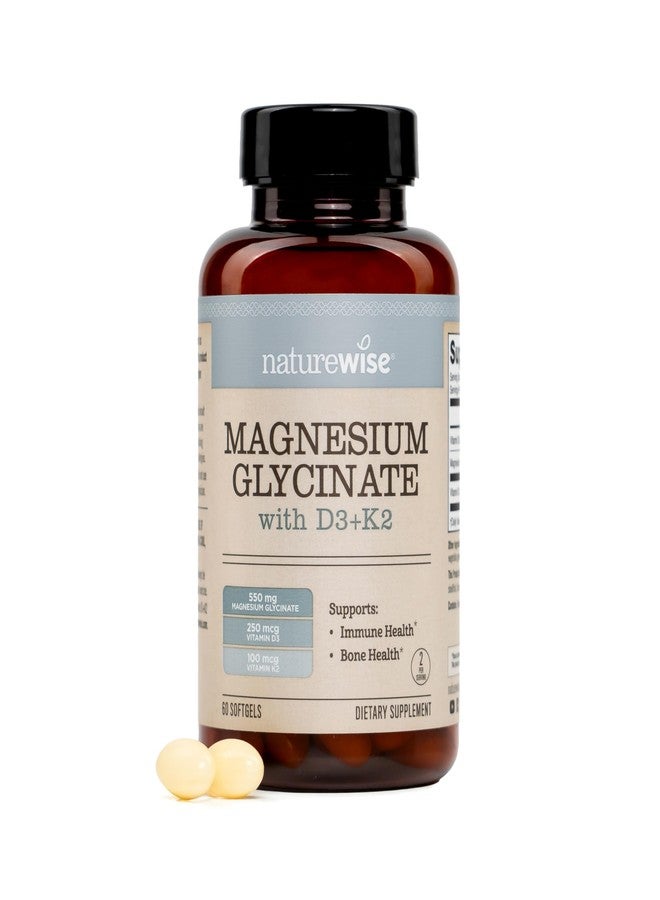 NatureWise Magnesium Glycinate 550mg + High-Dose 10000 IU Vitamin D3 K2 100 mcg - D3 K2 Magnesium Supplement - Chelated for High Absorption - Bone Support - Non-GMO, USA Manufactured - [30-Day Supply] - Image 1