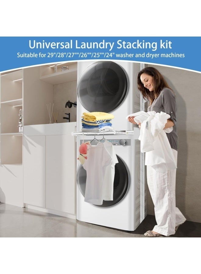 WALALLA Universal  Washer Dryer Stacking Kit, Pull Out Drying Rack, Two Side Adjustable Stackable Kit for Washer and Dryer with Pull-Out Sliding Shelf and Ratchet Adjestable 46-72 cm - Image 5