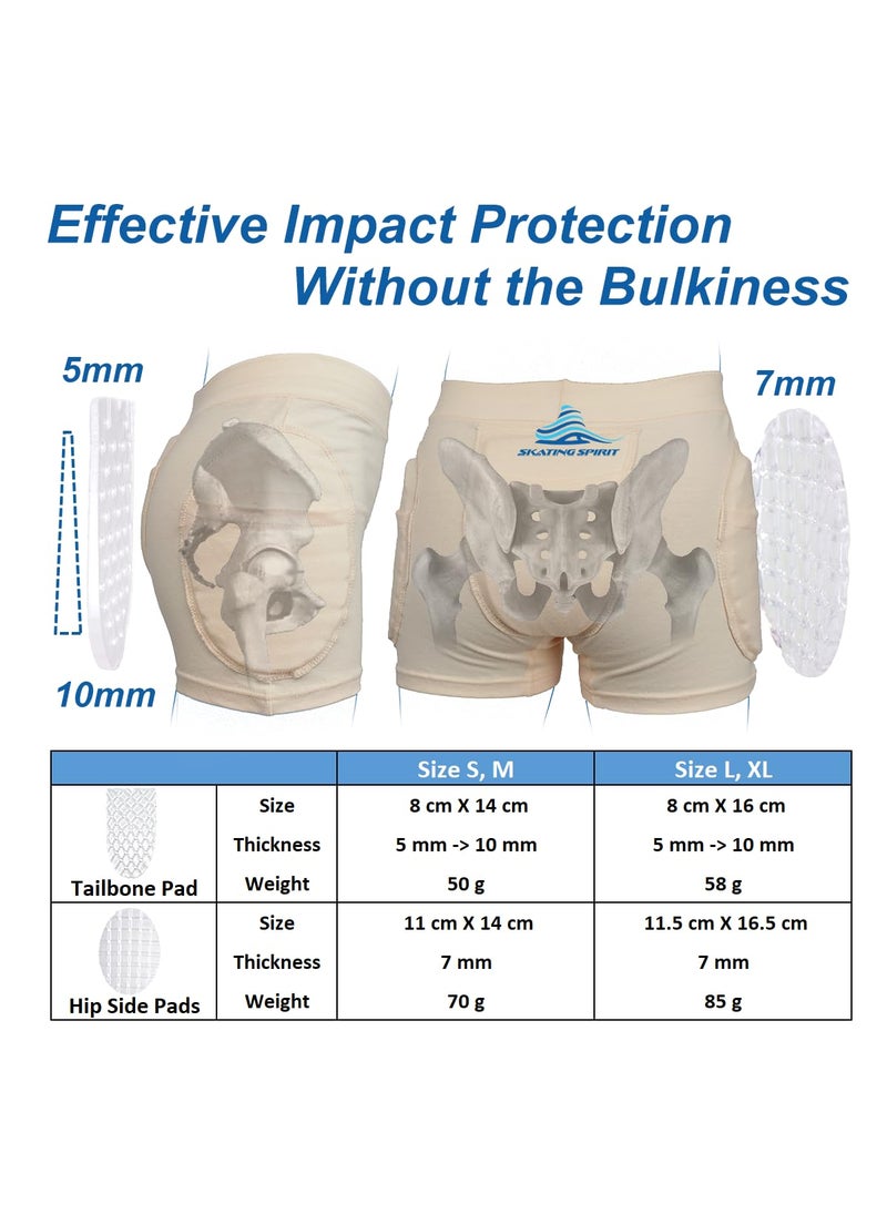 Skating Spirit SkatingSpirit Slim Padded Figure Skating Shorts, Hip Tailbone Gel Pad Protective Underwear (X-Large)  - Image 3