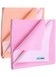 Newnik Newnik Cozymat Quick Oeko Tex Approved Dry Sheet/Bed Protector for New Born, Toilet Training Toddler, Old Age & New Moms (Large (140cm x 100cm), Peach + Pink)  - Image 1