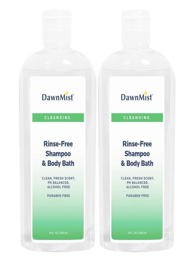 DAWNMIST Dukal Rinse-Free Shampoo & Body Bath with Convenient Dispensing Cap - 8 oz. Bottle, Set of 2 - Non-Irritating Formula for All Skin Types, Ideal for On-the-Go Use and Post-Surgery Care - Image 1