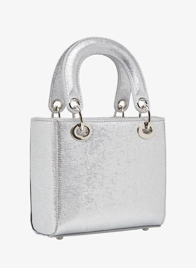 Flora Bella By Shoexpress SILVER Textured Crossbody Bag With Detachable Strap for Women | Best Price UAE