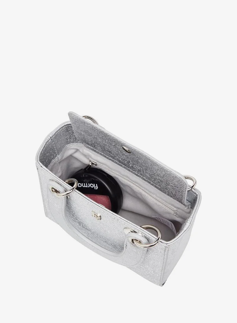 Flora Bella By Shoexpress SILVER Textured Crossbody Bag With Detachable Strap for Women | Best Price UAE