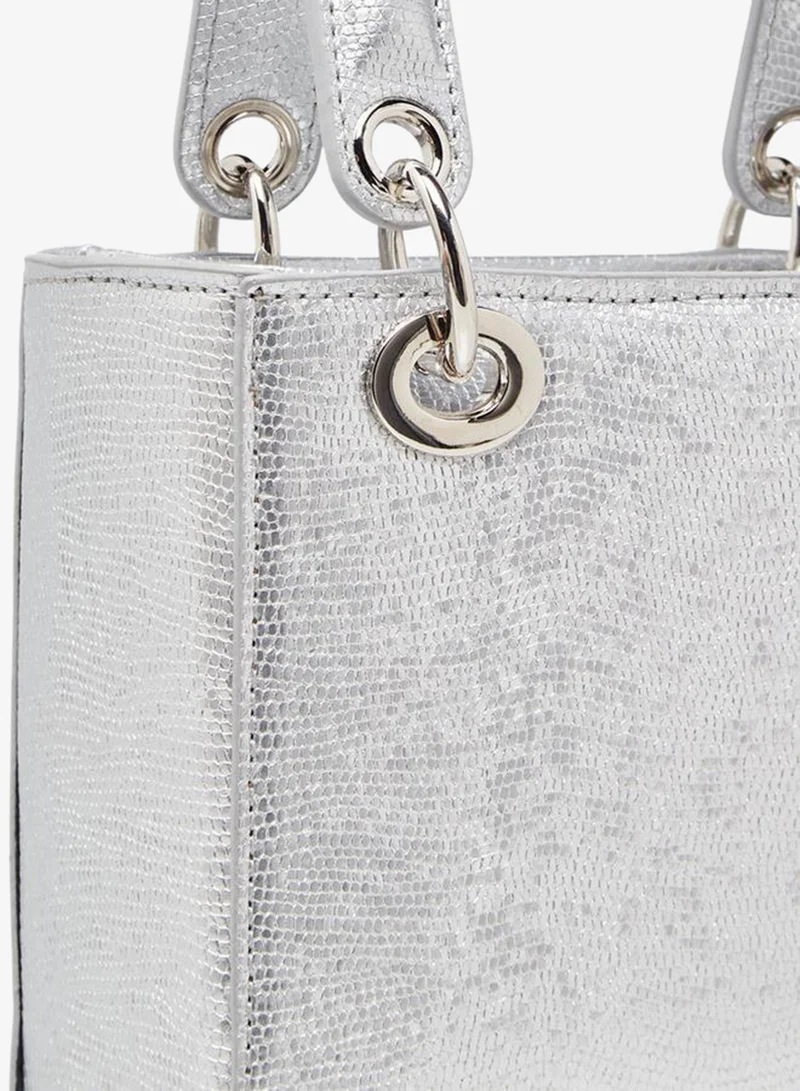 Flora Bella By Shoexpress SILVER Textured Crossbody Bag With Detachable Strap for Women | Best Price UAE