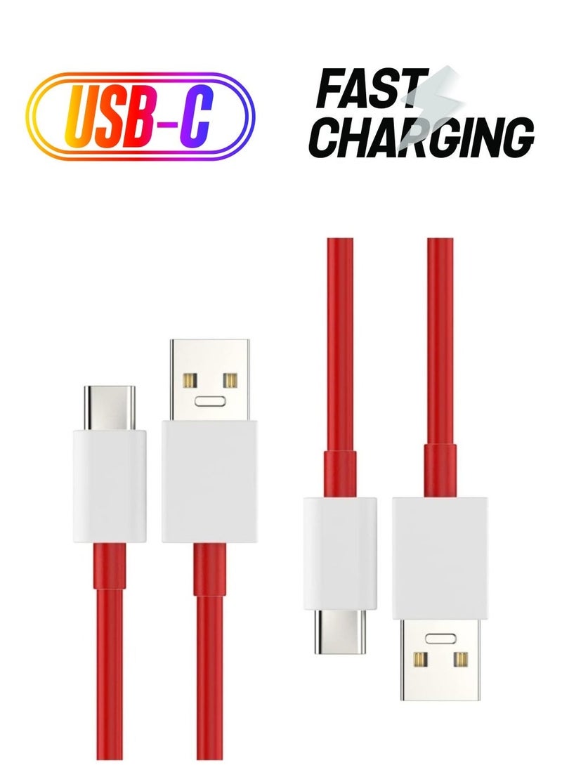 ELTRAZONE "Premium Red USB Type-C Cable – Fast Charging for OnePlus 7T, 8, 9, 10R, and More" - Image 1
