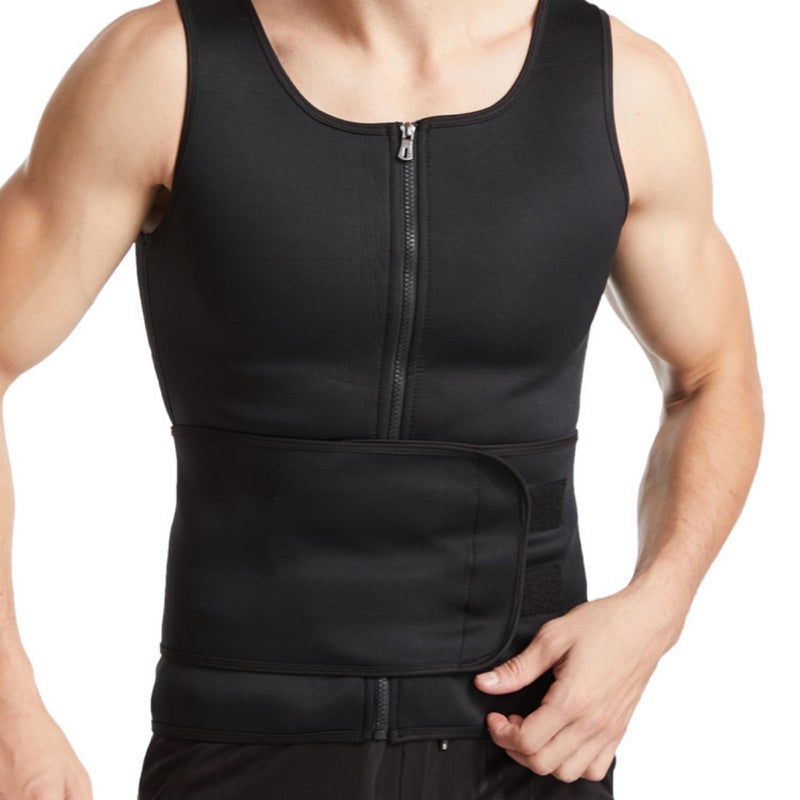 الرجال مزدوجة الحزام سترة Shaper تعزيز العرق المطاط كورسيت الخصر الرياضة ضيقة الخصر الحزام - Image 1
