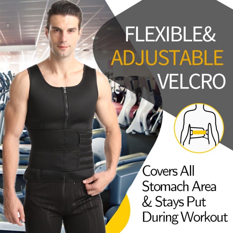 الرجال مزدوجة الحزام سترة Shaper تعزيز العرق المطاط كورسيت الخصر الرياضة ضيقة الخصر الحزام - Image 2