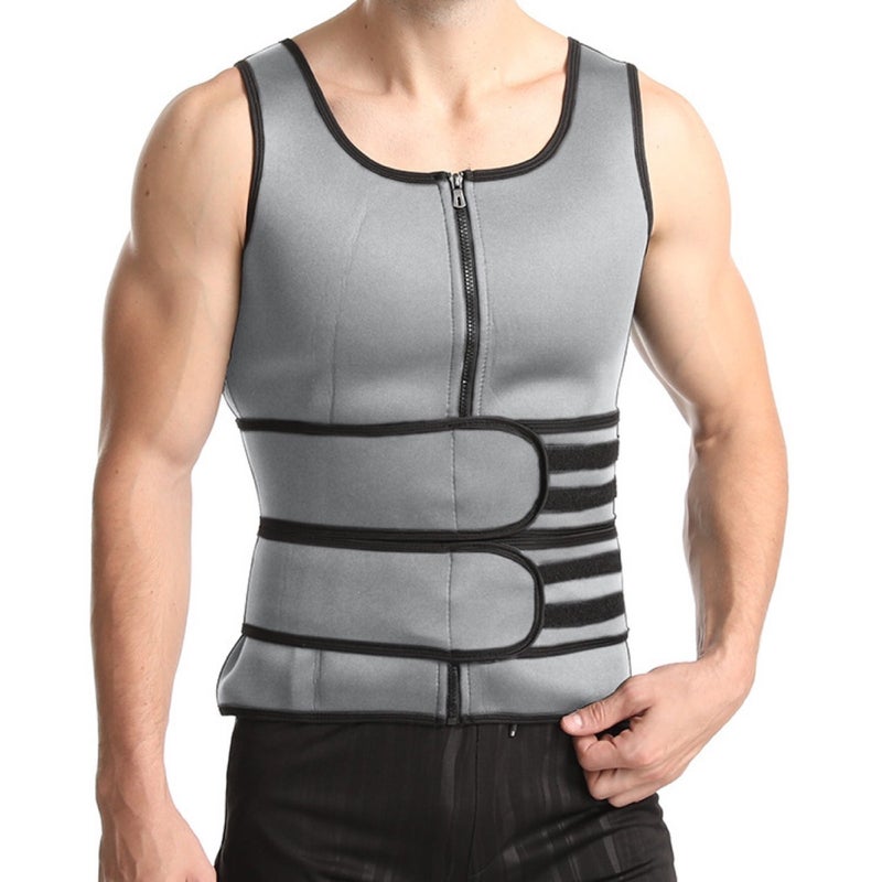 الرجال مزدوجة الحزام سترة Shaper تعزيز العرق المطاط كورسيت الخصر الرياضة ضيقة الخصر الحزام - Image 5