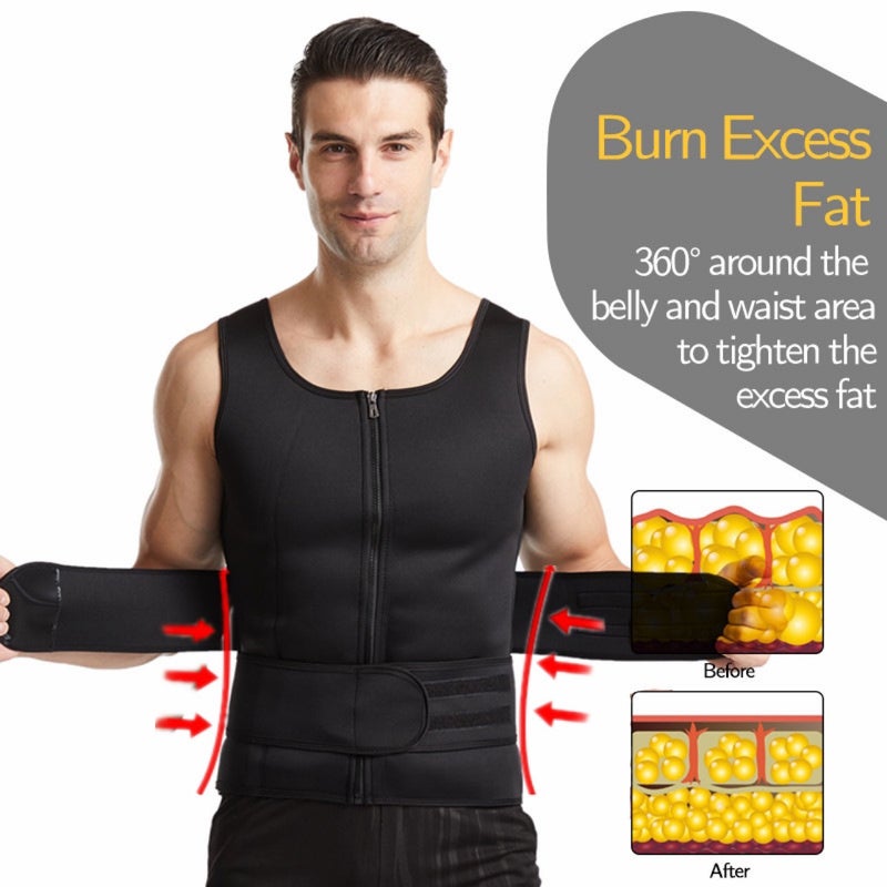 الرجال مزدوجة الحزام سترة Shaper تعزيز العرق المطاط كورسيت الخصر الرياضة ضيقة الخصر الحزام - Image 3
