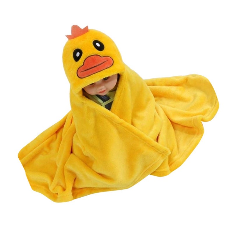 KIDBITKART Ultrasoft Premium Baby Hooded 3-in-1 Towel | Blanket | Wrapper (Yellow Duck) - Image 2