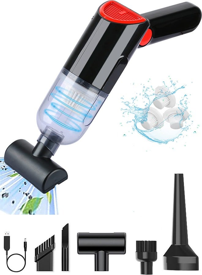 مكنسة كهربائية محمولة للسيارة ، مكنسة كهربائية محمولة لاسلكية قابلة لإعادة الشحن بالبطارية ، مكنسة كهربائية لاسلكية قابلة لإعادة الشحن بزاوية 3 زوايا قابلة لإعادة الشحن مثبتة على السيارة - Image 1