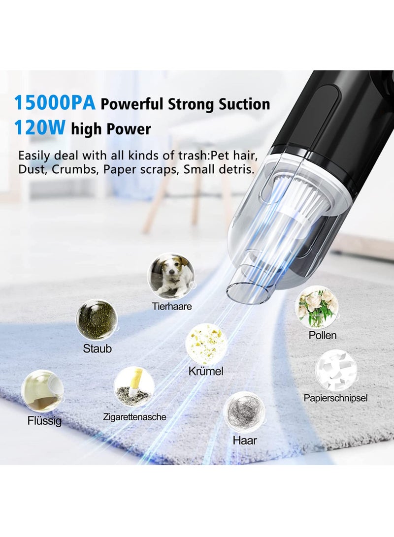 مكنسة كهربائية محمولة للسيارة ، مكنسة كهربائية محمولة لاسلكية قابلة لإعادة الشحن بالبطارية ، مكنسة كهربائية لاسلكية قابلة لإعادة الشحن بزاوية 3 زوايا قابلة لإعادة الشحن مثبتة على السيارة - Image 3