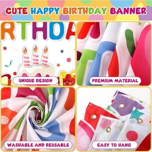 DARSHANAM WORLD Birthday Decoration Backdrop Cloth Curtain (Pack of 1, Size: 5x8 Feet) Background Enhancer Poster,Happy Birthday Sign Theme-(Polyester) (Multicolor) - Image 4