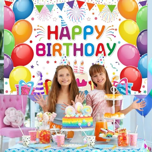 DARSHANAM WORLD Birthday Decoration Backdrop Cloth Curtain (Pack of 1, Size: 5x8 Feet) Background Enhancer Poster,Happy Birthday Sign Theme-(Polyester) (Multicolor) - Image 2