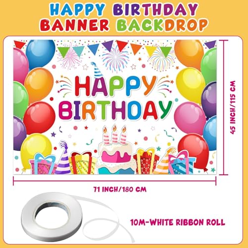 DARSHANAM WORLD Birthday Decoration Backdrop Cloth Curtain (Pack of 1, Size: 5x8 Feet) Background Enhancer Poster,Happy Birthday Sign Theme-(Polyester) (Multicolor) - Image 3