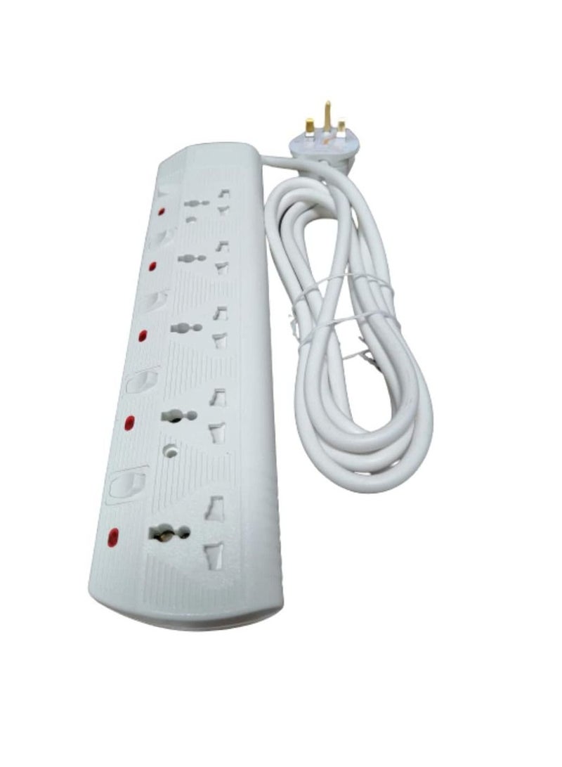 RR ESMA Approved Universal Power Extension Socket with Individual Neon Light Switches 13A Plug 250V 5 Way 3 Mtr Cable - Image 1