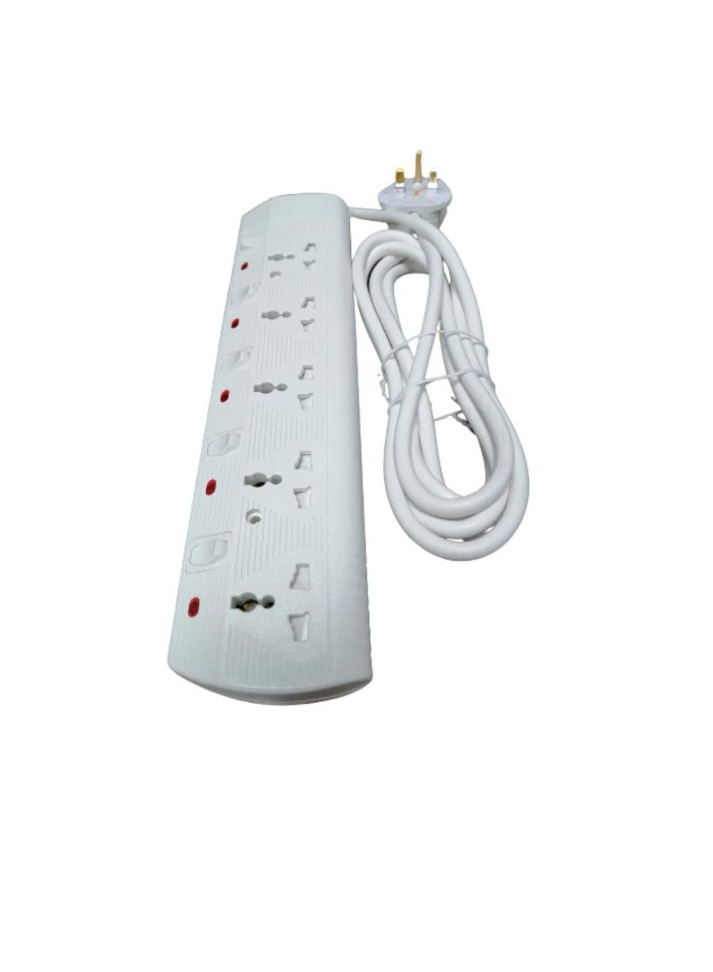RR ESMA Approved Universal Power Extension Socket with Individual Neon Light Switches 13A Plug 250V 5 Way 3 Mtr Cable - Image 2