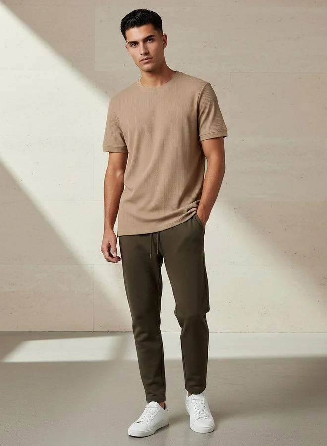 Iconic Iconic Crew Neck Short Sleeves Textured T-shirt