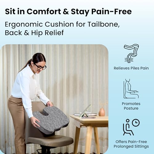 CareFoam Orthopedic Memory Foam Coccyx Seat Cushion for Tailbone Pain Relief | Sciatica & Back Support Pillow for Office Chair, Car Seat & Wheelchair | U-Shape Ergonomic Design, Breathable Cover - Image 5