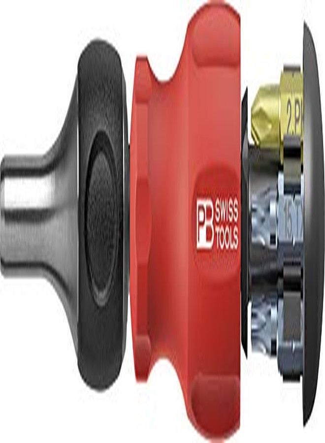 PB Swiss Tools PB-8453 R-30 Insider Stubby Ratchet - Pocket Tool with bit magazine and 6 PrecisionBits C6 - Swiss Made - Image 2