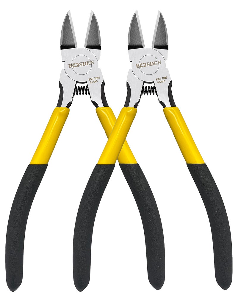 BOOSDEN 6.5" Wire Cutters, 2 Pack, Precision Side Cutter, Spring Loaded Cutting Pliers, Dikes for Artificial Flowers & Crafting - Image 1