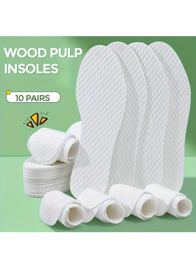 Generic 10pairs Disposable Insoles, Natural Wood Pulp Insoles, Thin, Breathable, Sweat-absorbent, Soft And Comfortable Insoles For Men And Women  - Image 1